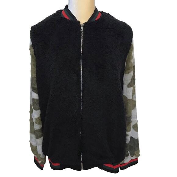 Gypsies & Moondust NWT Faux Fur Bomber Jacket Women L - Picture 1 of 14